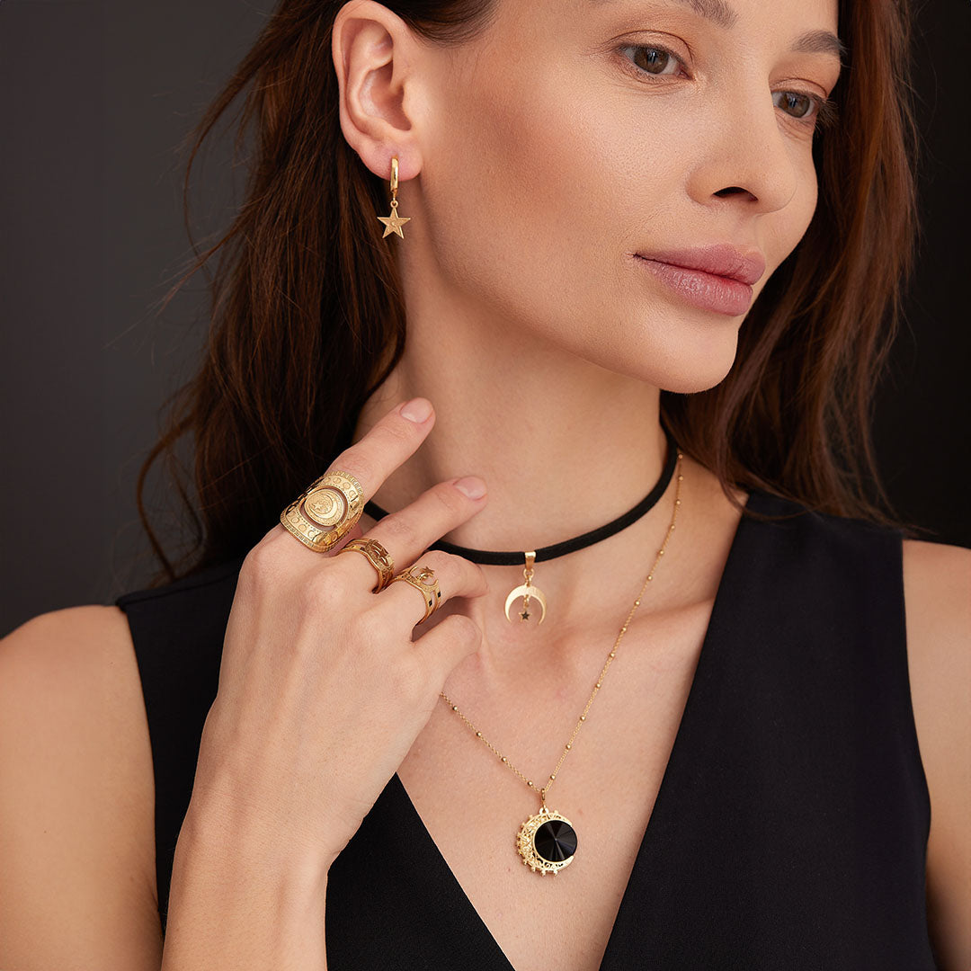 Moon Lunula Black Choker