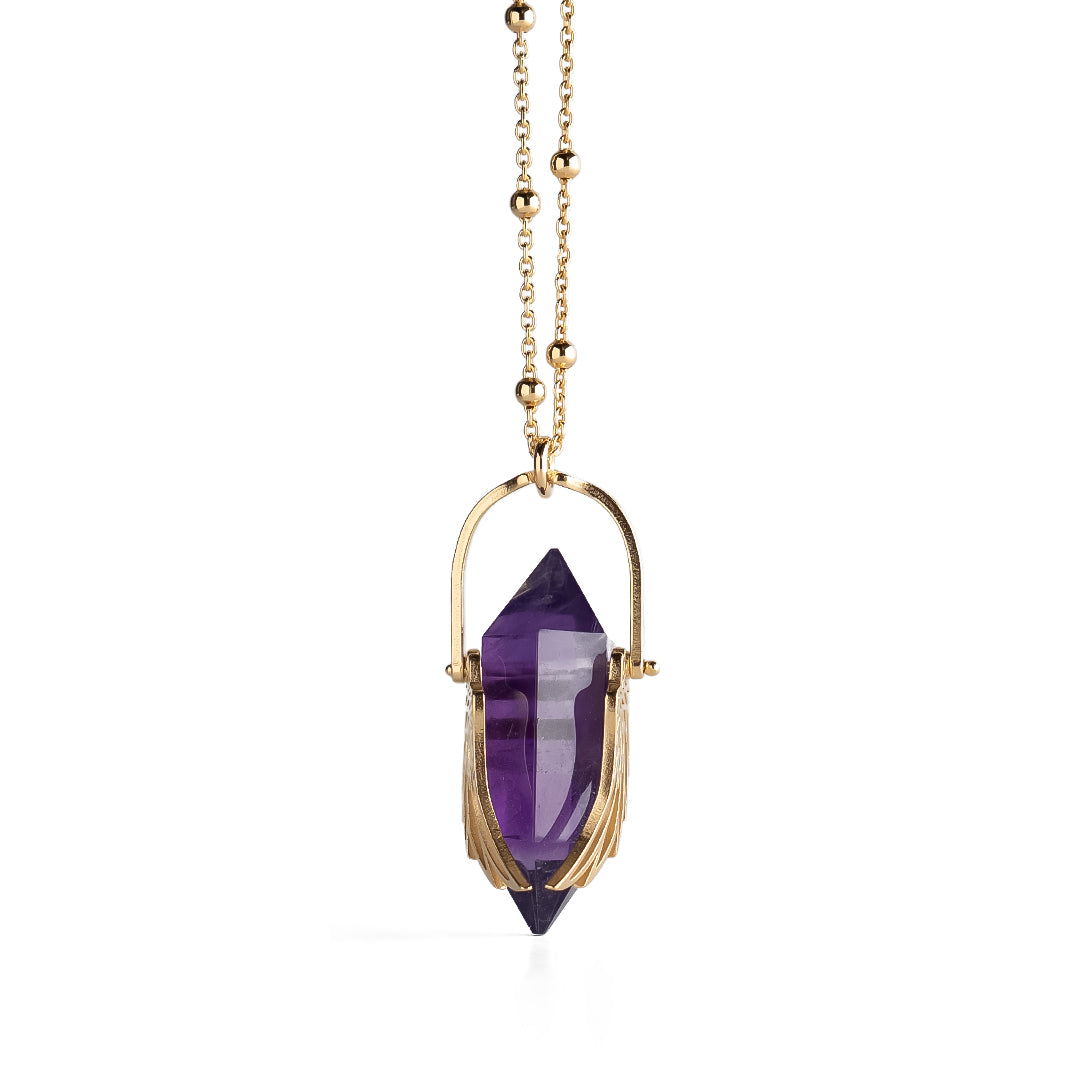 Shiny Amethyst Archangel Wings Necklace