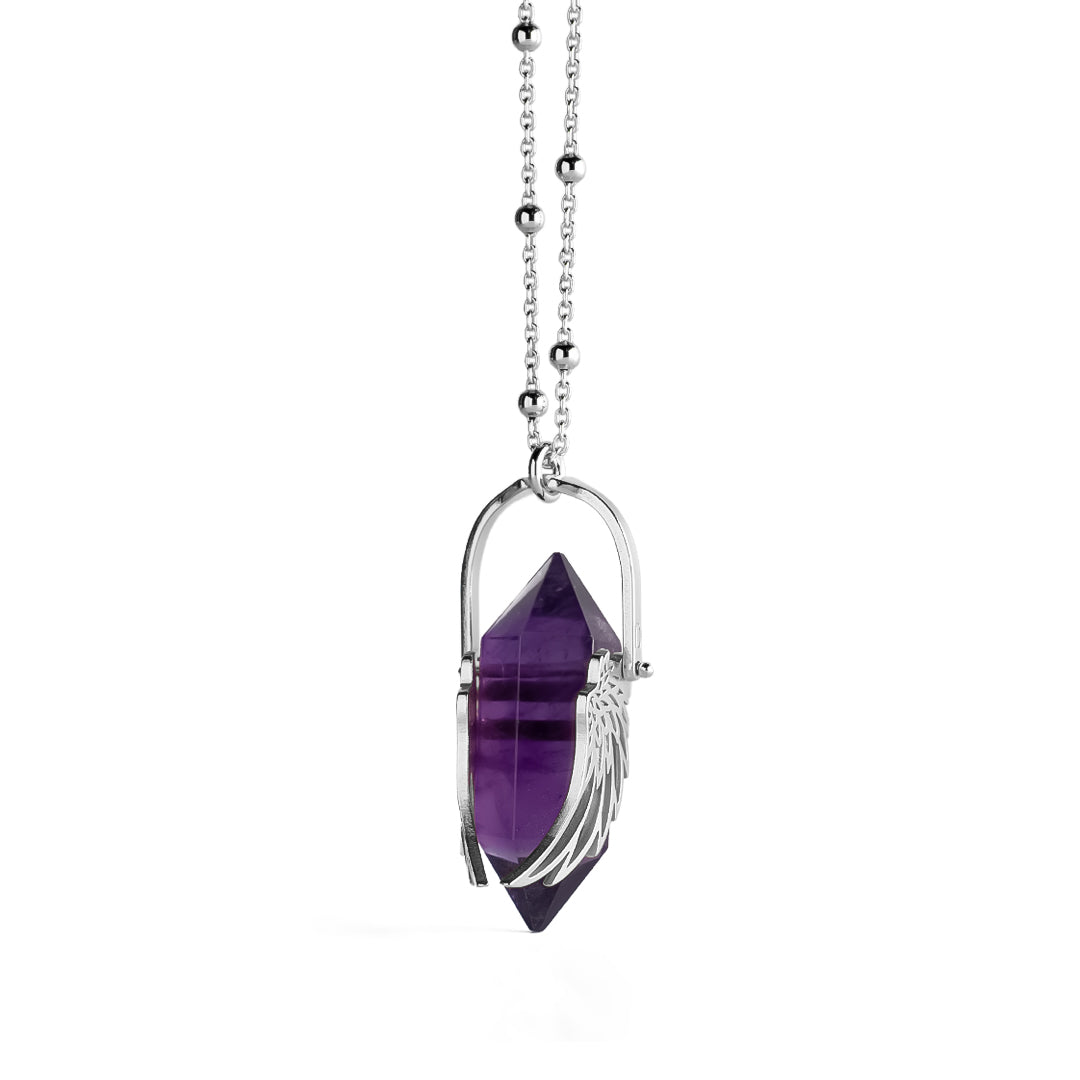 Shiny Amethyst Archangel Wings Necklace