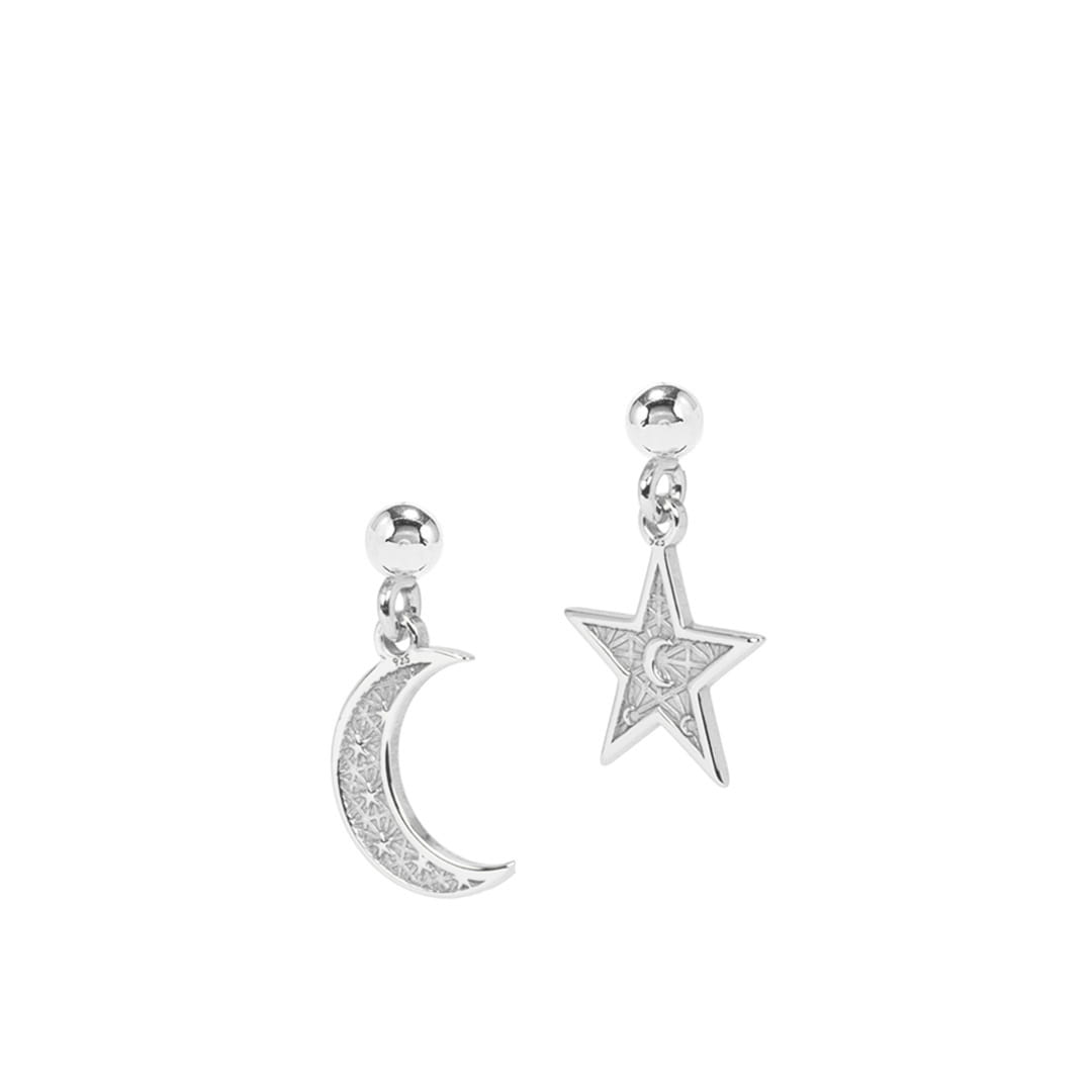 Moon and Star Stud Earrings