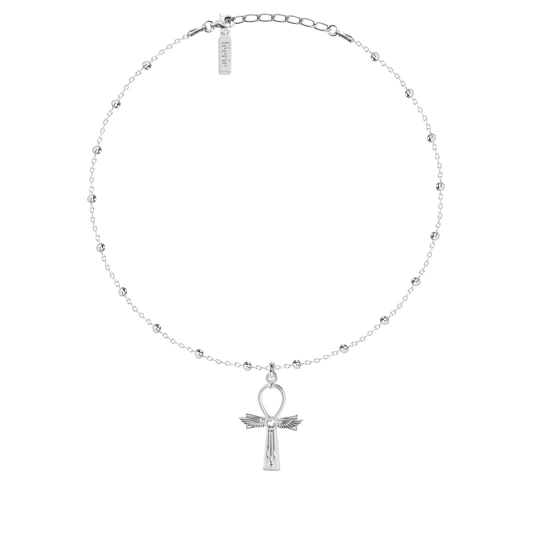 Ankh Cross Choker with Quartz Crystal
