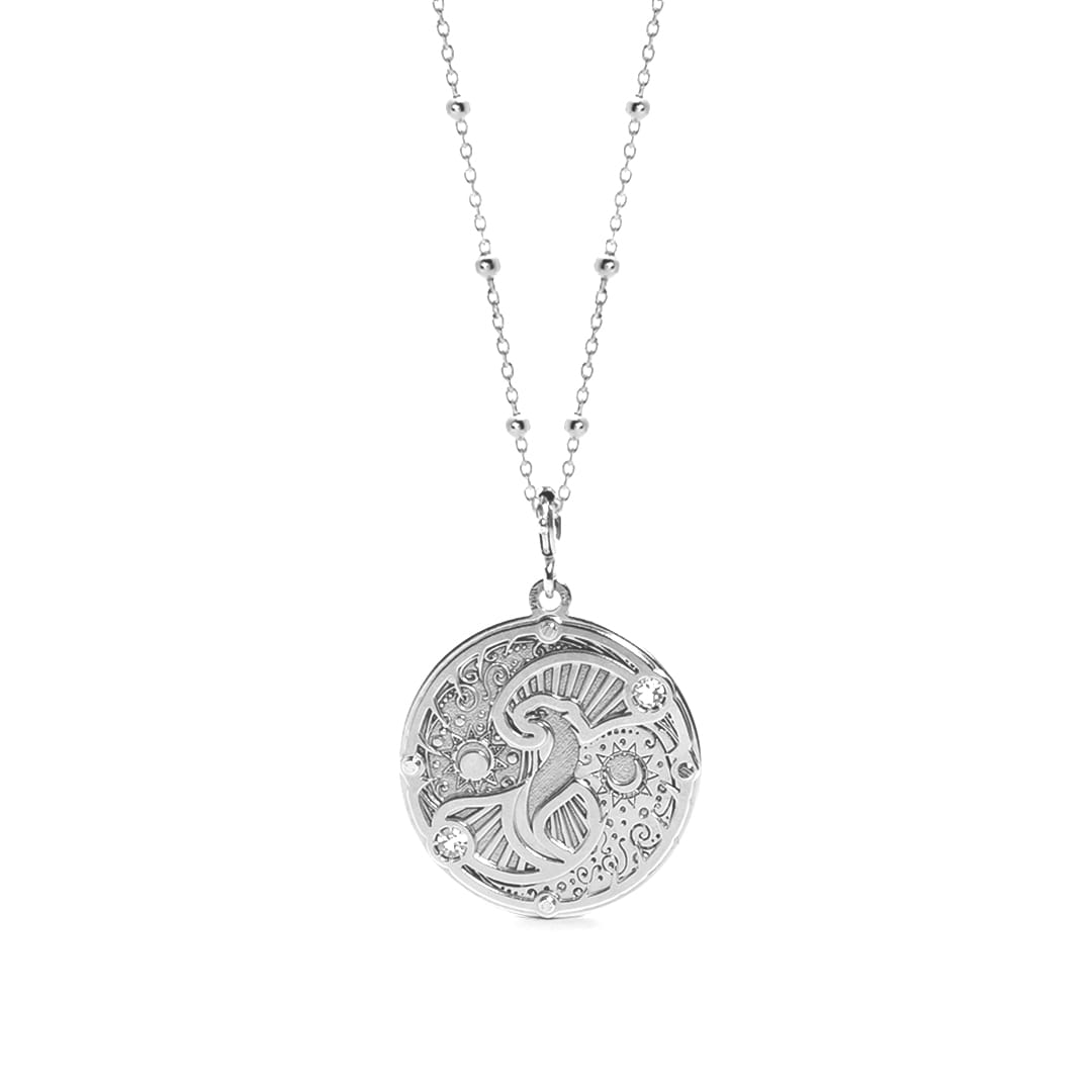 Phoenix Yin Yang Necklace with Quartz Crystal