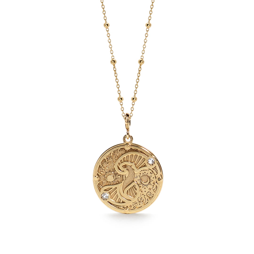 Phoenix Yin Yang Necklace with Quartz Crystal