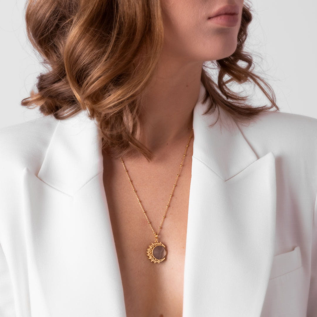 Moon Quartz Crystal Necklace