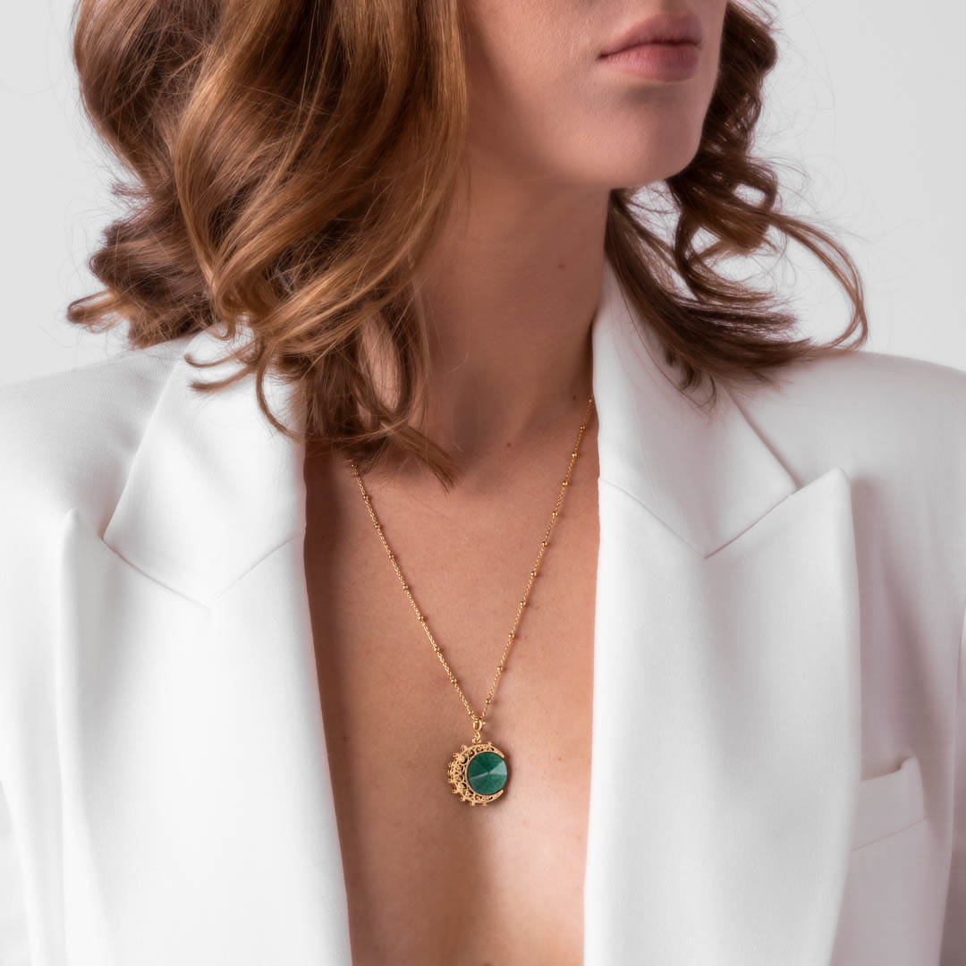 Moon Green Quartz Necklace
