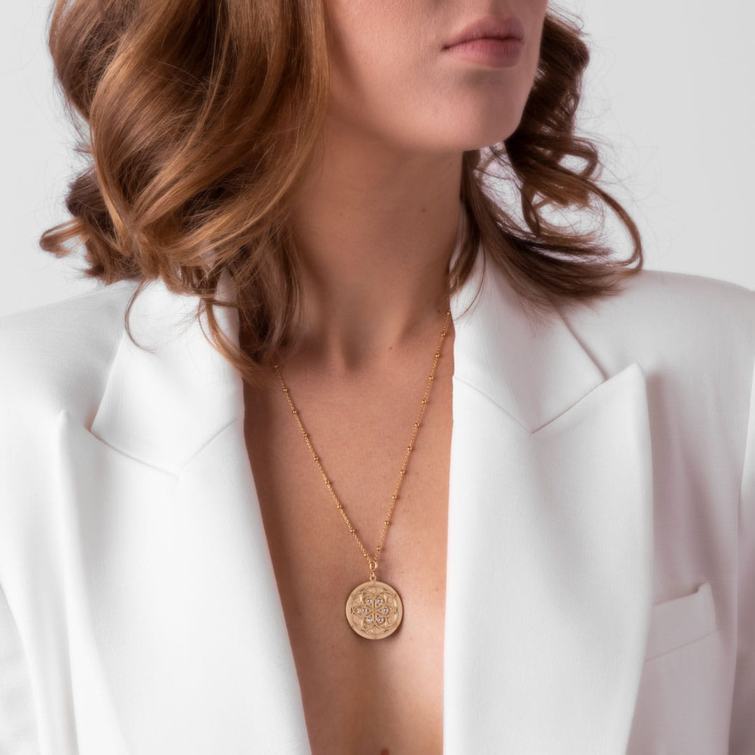 Moon Talisman with Flower of Life Necklace