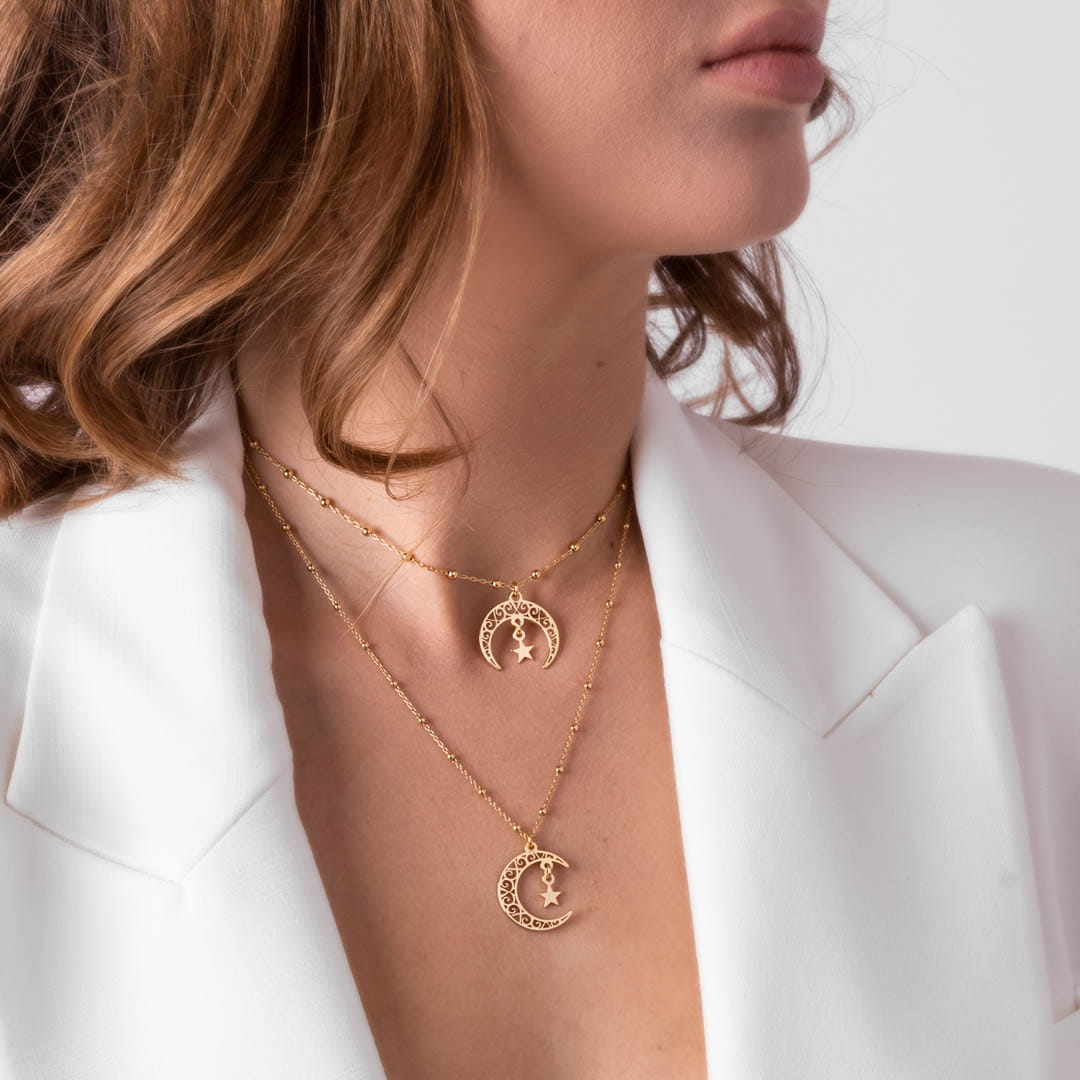 Moon and Star Necklace