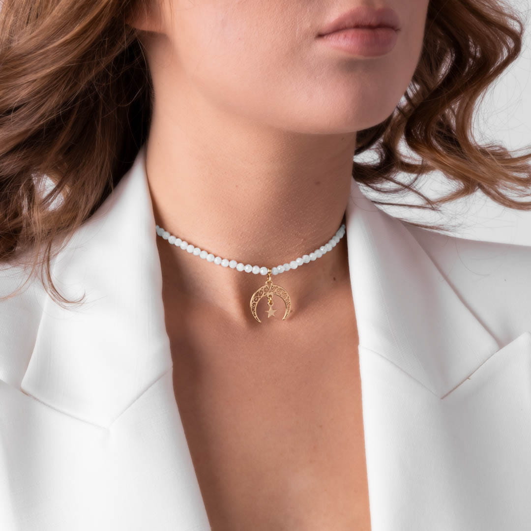 Moon Lunula Moonstone Choker