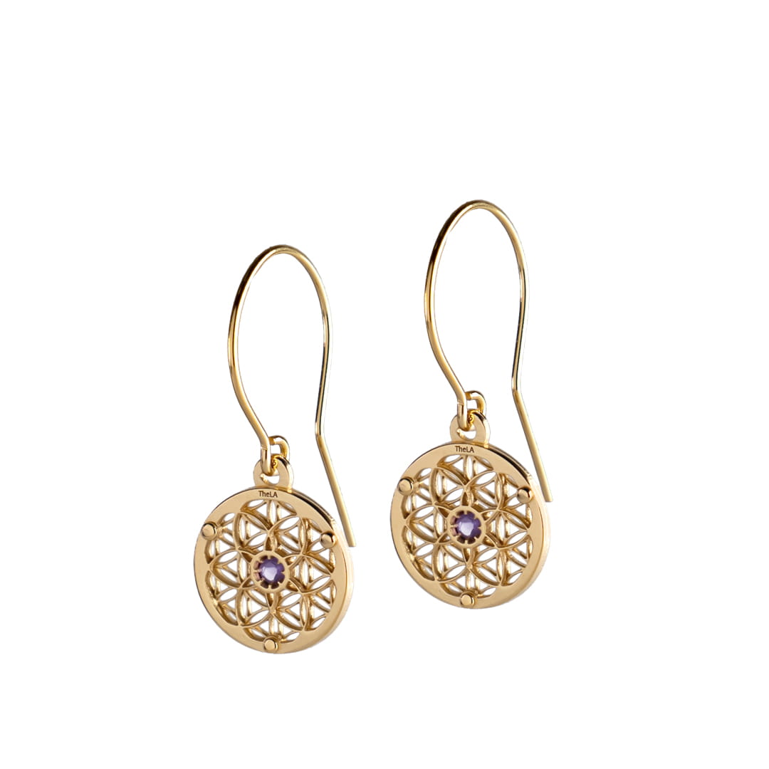 Flower of Life Earrings with Amethyst