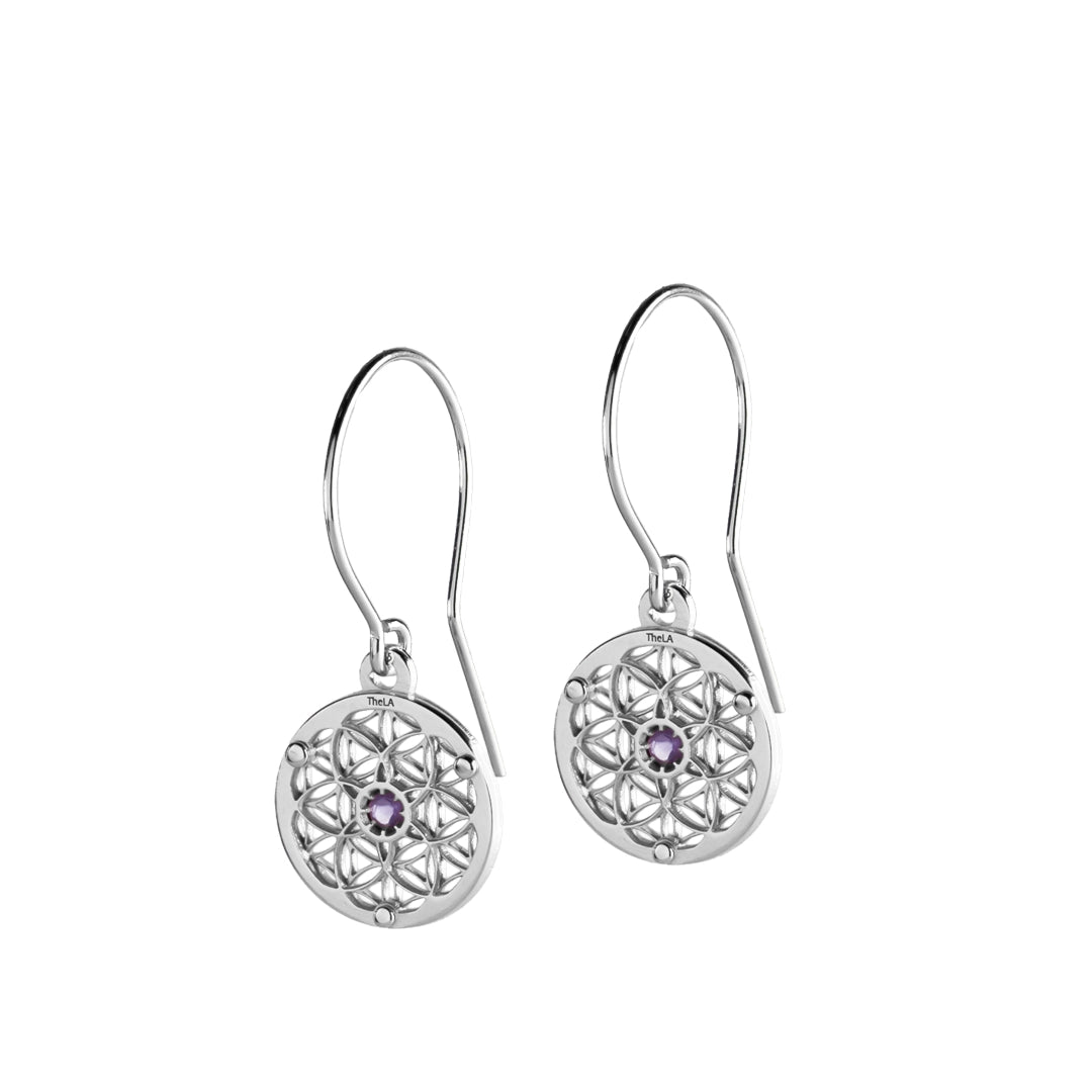 Flower of Life Earrings with Amethyst