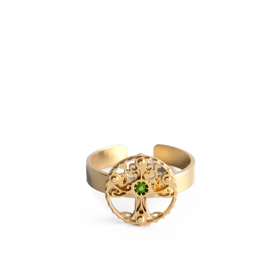 Tree of Life Ring with Chrome Diopside