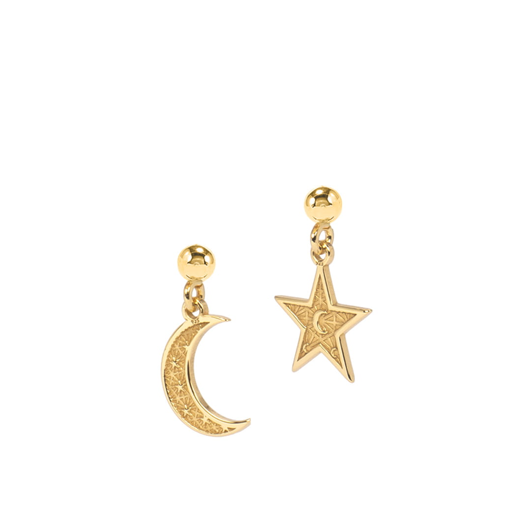 Moon and Star Stud Earrings