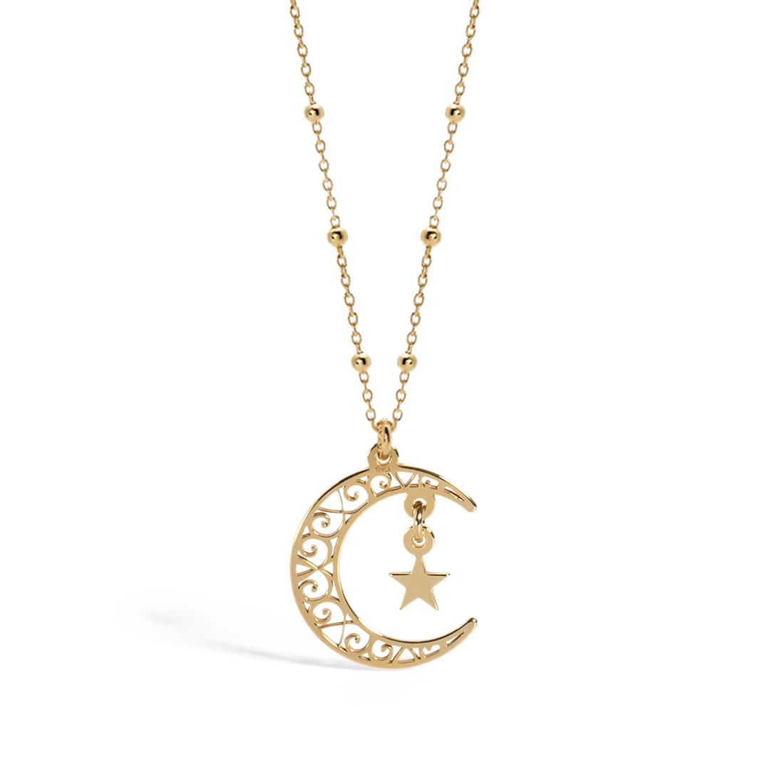 Moon and Star Necklace