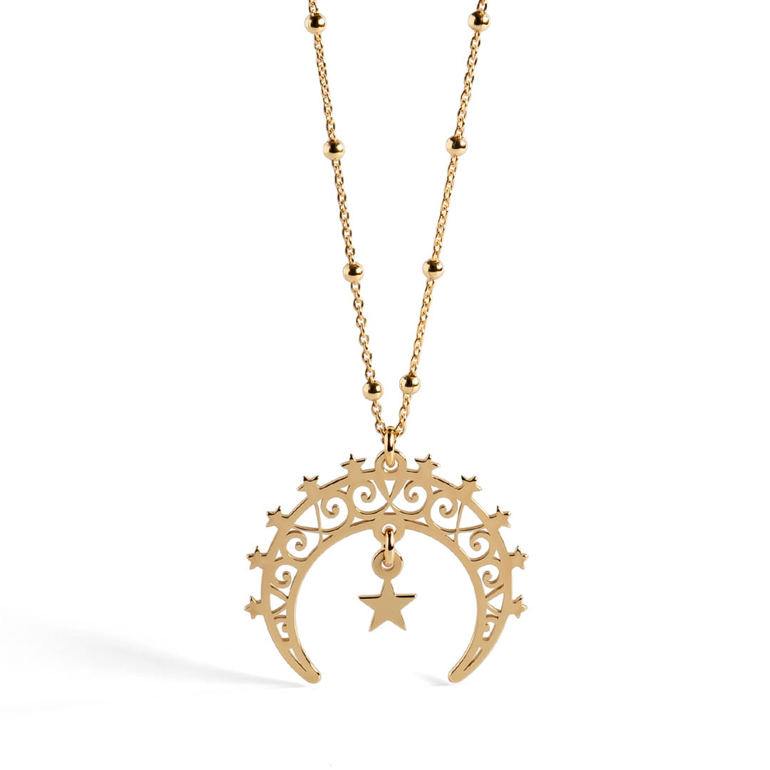 Moon and Star Lunula Necklace