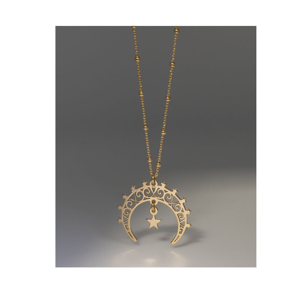 Moon and Star Lunula Necklace