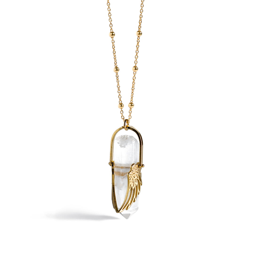 Archangel Wings Quartz Crystal Necklace