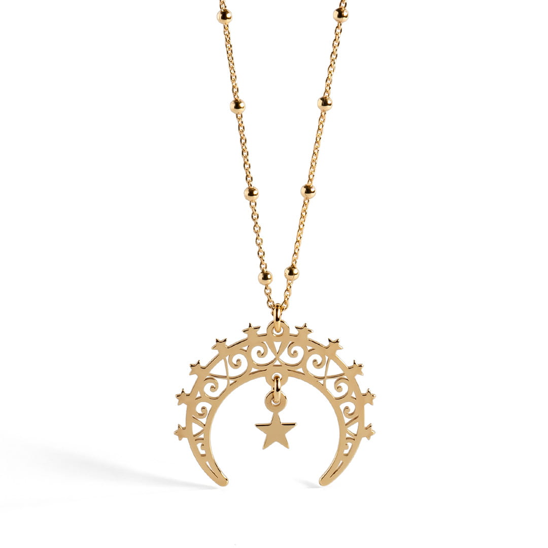 Moon and Star Lunula Necklace