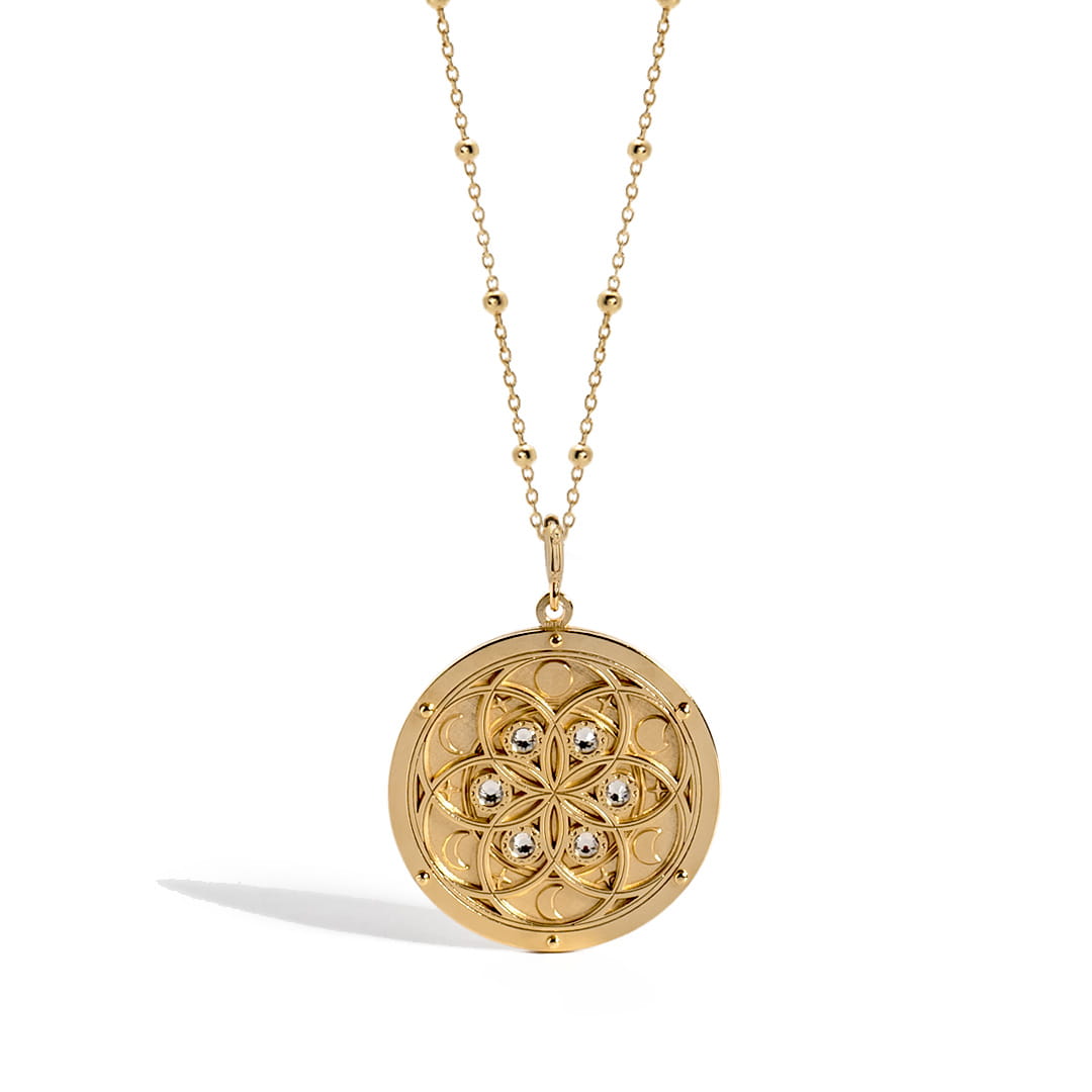 Moon Talisman with Flower of Life Necklace