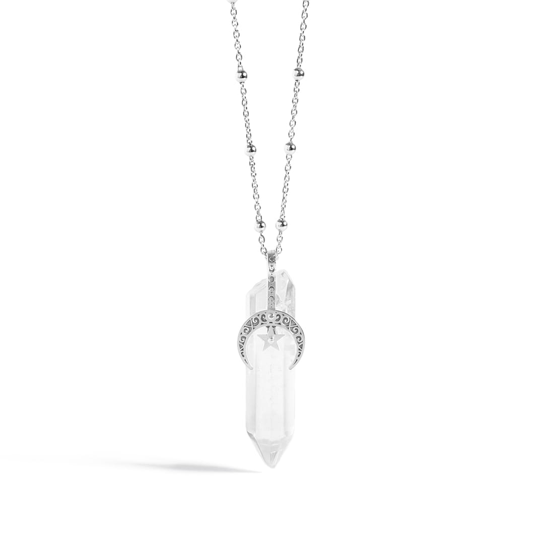 Moon Lunula Quartz Crystal Necklace